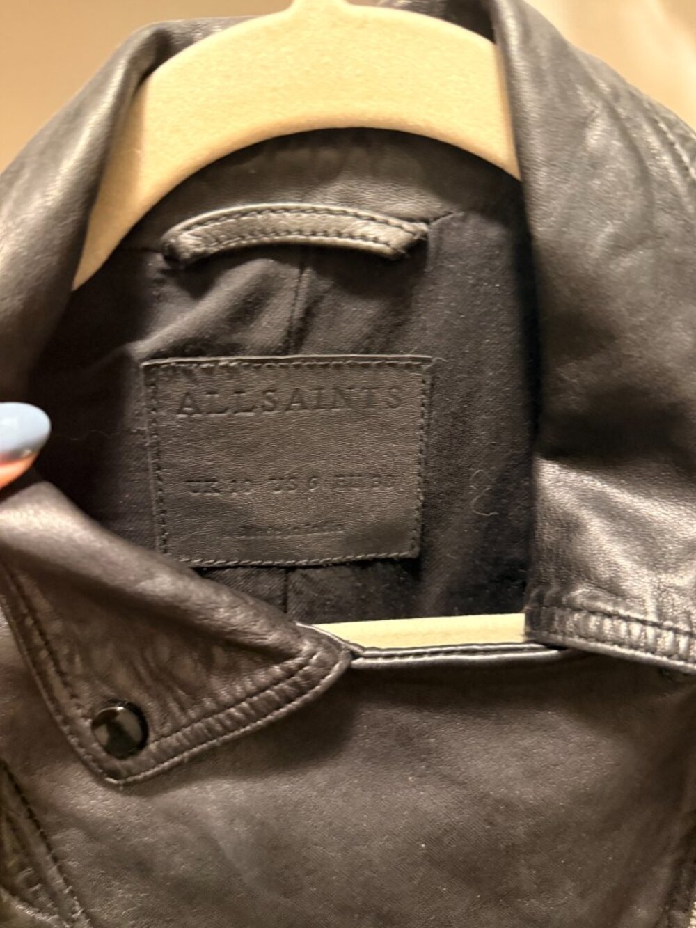 AllSaints Cargo Distressed Leather Biker Jacket - Picture 6 of 8